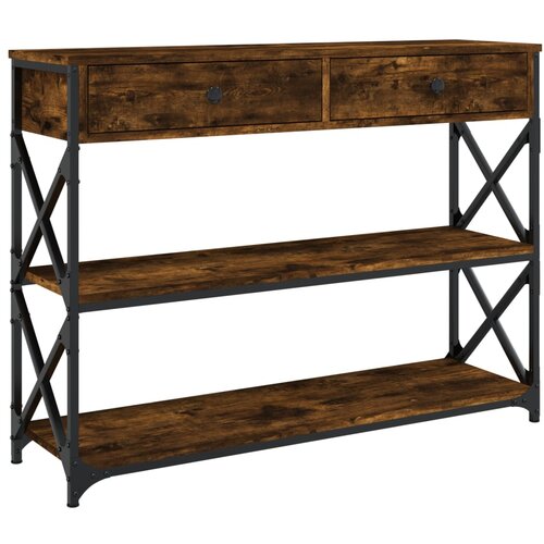 Maison Chic konzolna miza - miza ob steni dimljen hrast 100x28x75 cm inženirski les, (21786524) Cene