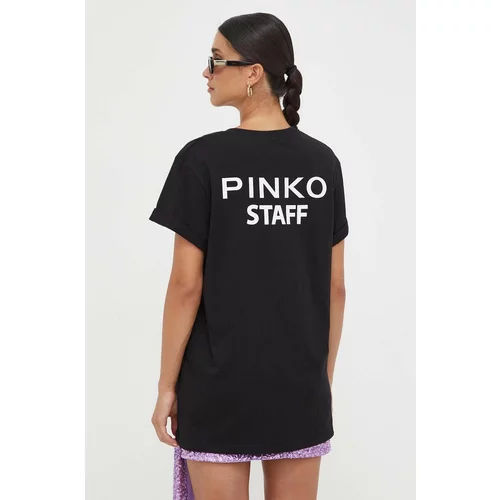 Pinko Bombažna kratka majica črna barva