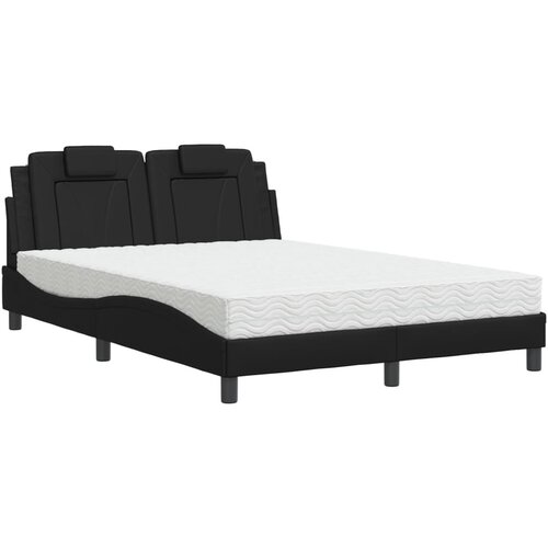 VidaXL Postelja z vzmetnico črna 120x200 cm umetno usnje, (21111402) Slike