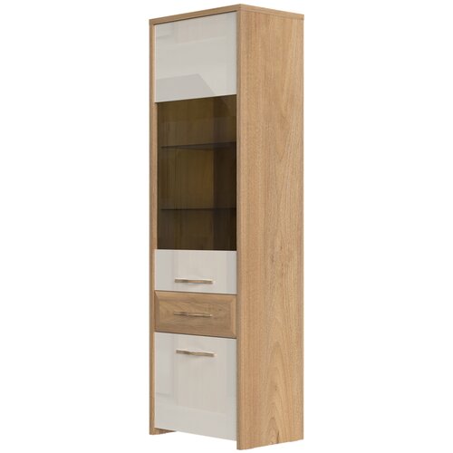 Jela Jagodina vitrina V61-2KS1F/GL - kolekcija gala - pacifik orah/bež lak - 61x194x41 cm Cene