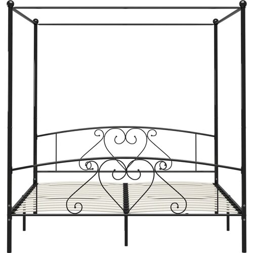  Okvir za krevet s nadstre&amp;scaron;nicom crni metalni 200 x 200 cm Slike