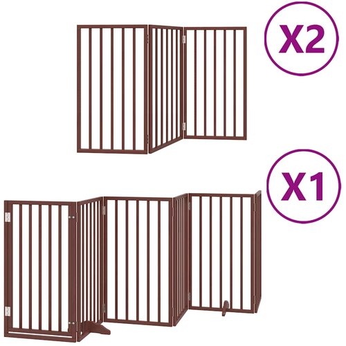 Vrata za pse s vrata&amp;scaron;cima 12 panela sklopiva 600 cm drvo topole Smeđa 50 x 90 x 2 cm Slike