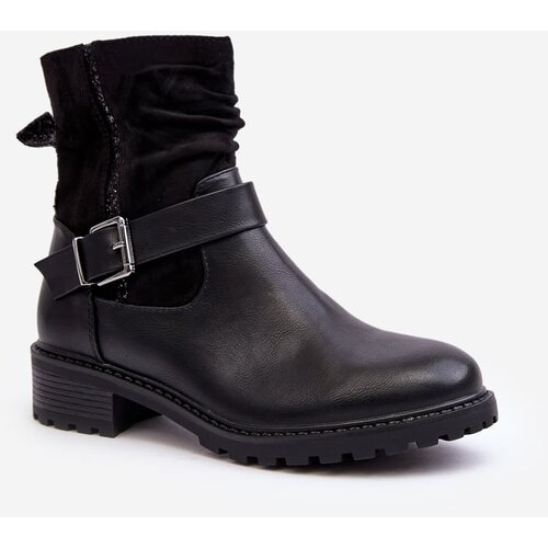 Kesi Women's Flat Boots with Black Cillolis Buckle Cene