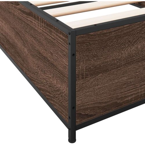 VidaXL Okvir za krevet smeđi hrast 90x190 cm konstruirano drvo i metal Slike