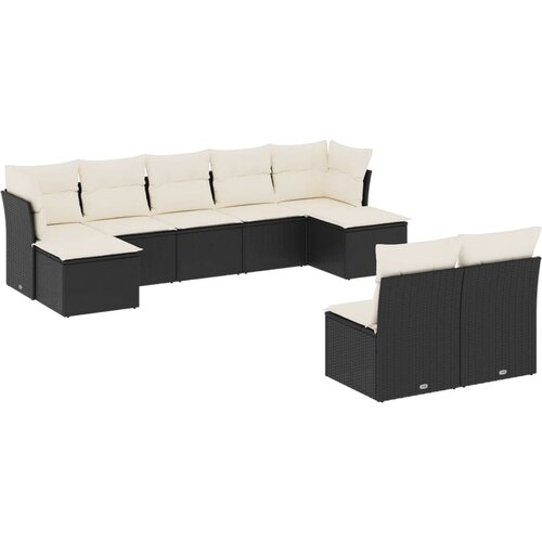  9-dijelni set vrtnih sofa s jastucima crni od poliratana Crna 55 x 55 x 37 cm Slike