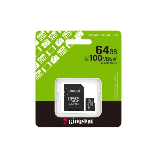 Kingston 64GB microSDXC Canvas Select Plus Gen3 100MB/s A1 Card + Adapter