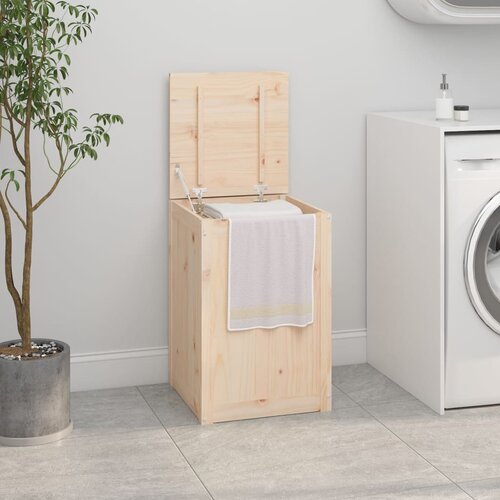 VidaXL Zaboj za perilo 44x44x66 cm trdna borovina Slike