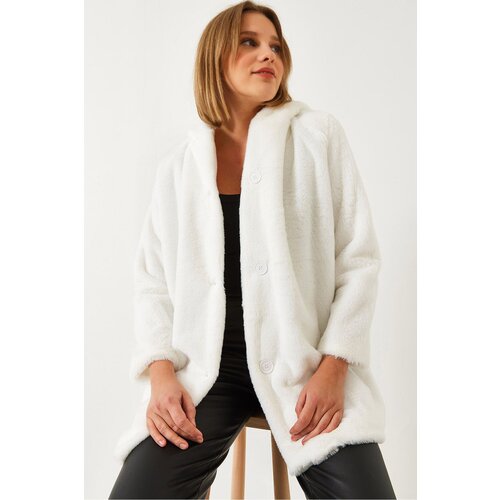 Bianco Lucci Women's Hooded Long Plush Coat 2166 Cene