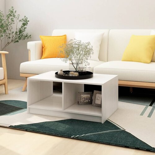The Living Store Klubska mizica bela 75x50x33,5 cm trdna borovina - Klubska Mizica, (21421321) Slike