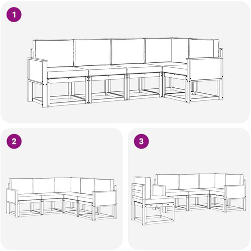  Set vanjskih sofa 5 kom. Prirodna i svjetlosiva Poliester Smeđa 243 x 124,5 x 73 cm Slike