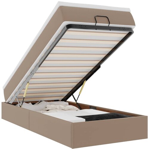 Maison Chic Otomanski Posteljni okvir - Enojna postelja - Postelja za odrasle z vzmetnico kapučino 90x200 cm-J2247, (21774857) Slike