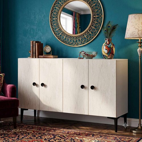 Hanah home komoda Sherifa 120, 120 cm, bela / travertin Cene
