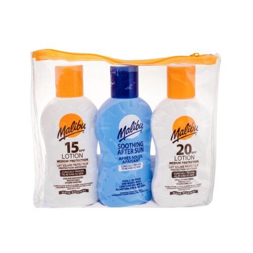 Malibu Lotion Set mleko za sončenje SPF20 100 ml + mleko za sončenje SPF15 100 ml + mleko po sončenju 100 ml Cene