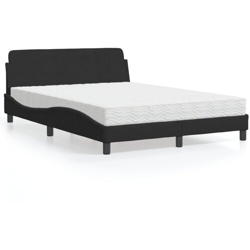 VidaXL Postelja z vzmetnico črna 140x190 cm žamet Slike