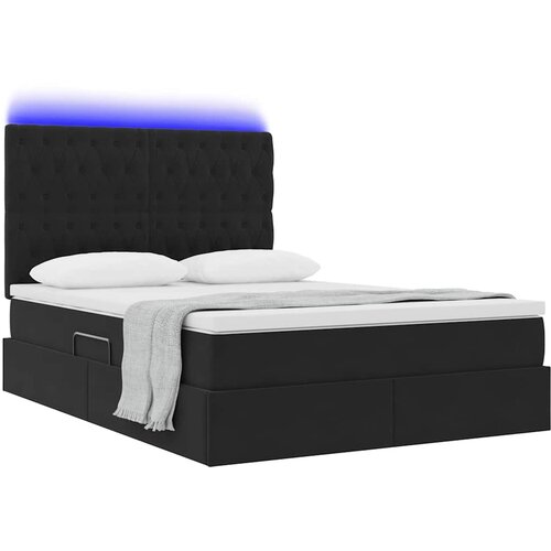  LED krevet za pohranu s madracem Crna 140 x 200 cm Bar&amp;scaron;un Slike