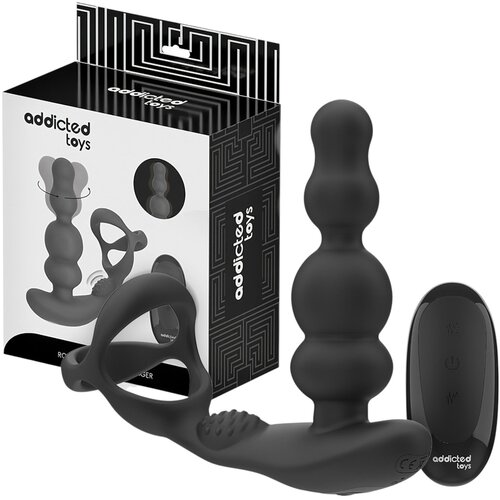 Addicted Toys - rotirajući analni vibrator s penis prstenom (crni) Cijene