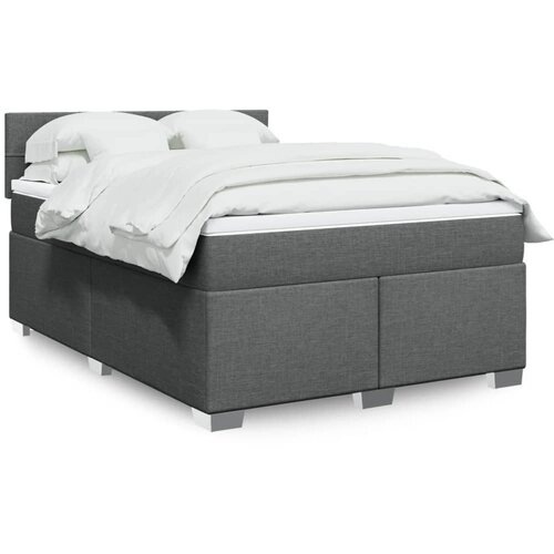 VidaXL Box spring postelja z vzmetnico temno siva 140x200 cm blago Slike