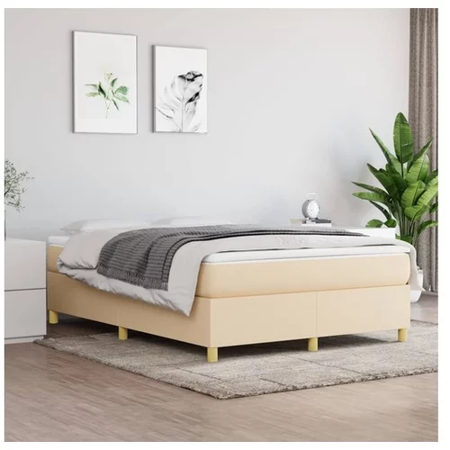 Box spring postelja z vzmetnico krem 140x200 cm blago