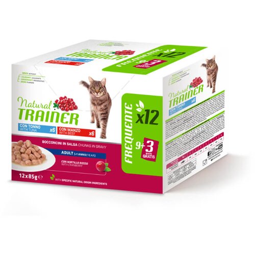 Natural trainer Cat Multipack Adult, vrečka - tuna, govedina - 12 x 85 g Cene
