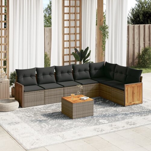 vidaXL 8-dijelni set vrtnih sofa od poliratana s jastucima sivi Cijene