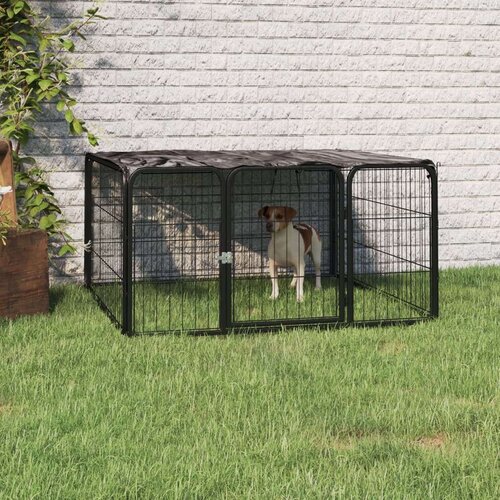  Ograda za pse s 4 panela crna 100 x 50 cm čelik obložen prahom Cijene