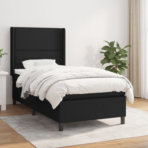 vidaXL Box spring postelja z vzmetnico črna 100x200 cm blago Cene