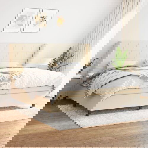 The Living Store Box spring postelja z vzmetnico krem 200x200 cm blago - Box Spring Postelja, (21515038) Cene