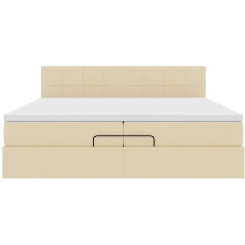  Otomanski krevet s madracem krem 200x200 cm tkanine Slike
