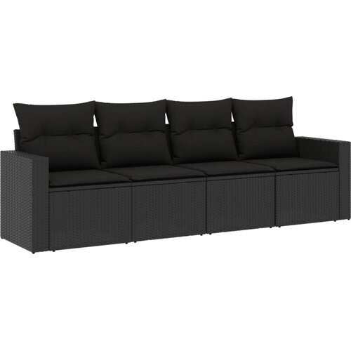  4-dijelni set vrtnih sofa od poliratana s jastucima crni Slike