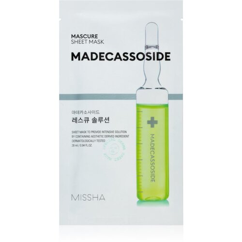 MISSHA Mascure Madecassoside negovalna maska iz platna za občutljivo in razdraženo kožo 28 ml Cene
