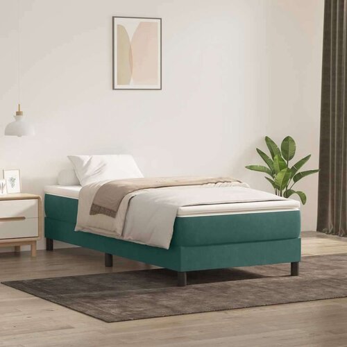 Box spring postelja z vzmetnico temno zelena 80x220 cm žamet, (21790841) Cene