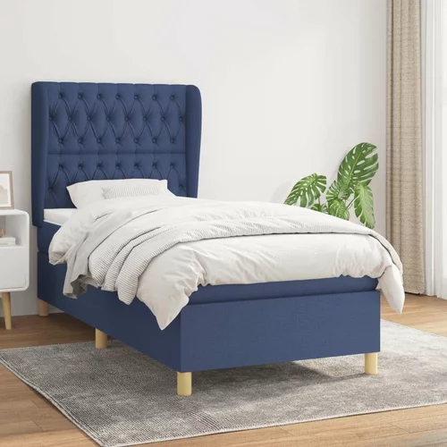  Box spring postelja z vzmetnico modra 90x200 cm blago, (20893817)