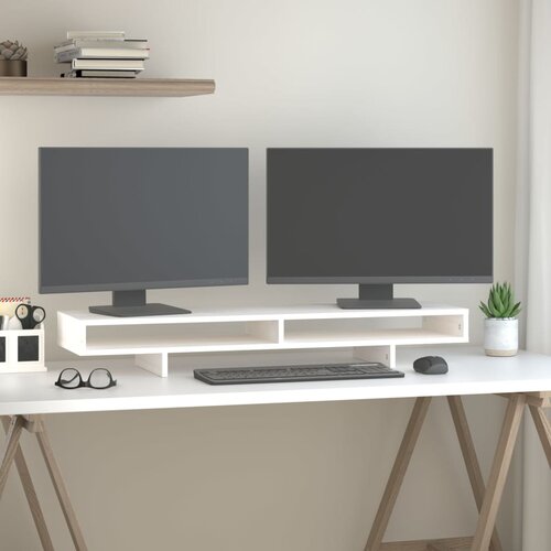 vidaXL Stojalo za zaslon belo 100x27x14 cm trdna borovina Cene