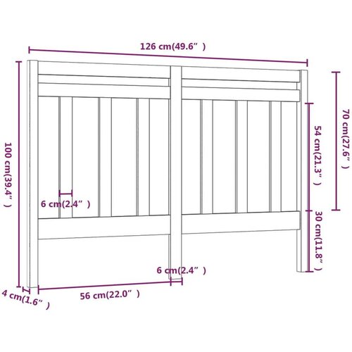  Uzglavlje za krevet sivo 126 x 4 x 100 cm od masivne borovine Slike