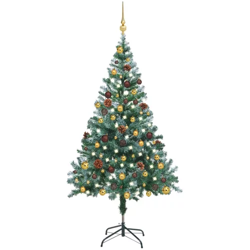  Osvijetljeno božićno drvce s mrazom, šiškama i kuglicama 150 cm
