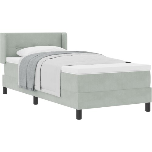 vidaXL Box Spring postelja z vzmetnico svetlo siva 90x200 cm žamet Cene