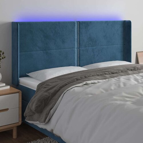  Uzglavlje tamnoplavo 183 x 16 x 118/128 cm od tkanine Slike