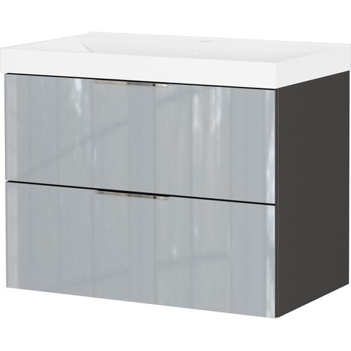 Germania Sivi zidni ormarić s umivaonikom u sjajnom dekoru 81x65 cm Vasio – Cene