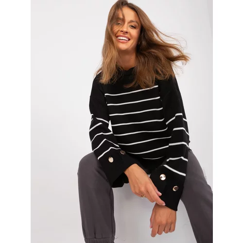 Fashion Hunters Black women's oversize striped sweater