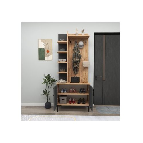Hanah home Julendor stalak za cipele s ma&amp;scaron;nom, 74,4x33x182,8 cm, antracit Slike