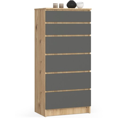AKORD KOMODA K60 6SZ CLP OAK ARTISAN / SIVA, (21702863) Slike