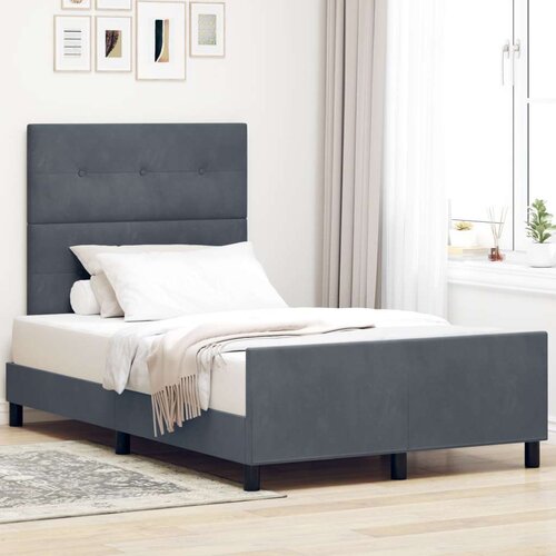  Postelja Temno Siva 120x190 cm Žamet, (22049929) Slike