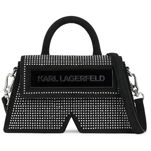 Karl Lagerfeld Ročna torbica 'Crystal' črna / srebrna