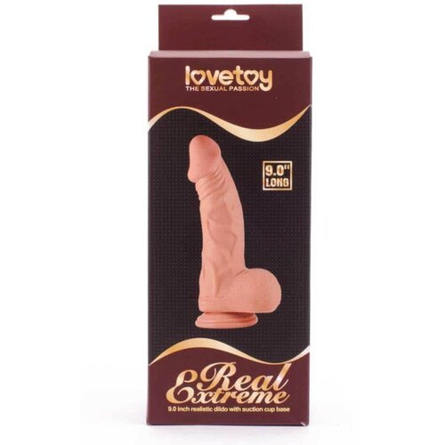Lovetoy 2019 Real Extreme - dildo s vakumskim postoljem, s testisima - 23cm (prirodna boja) Cene