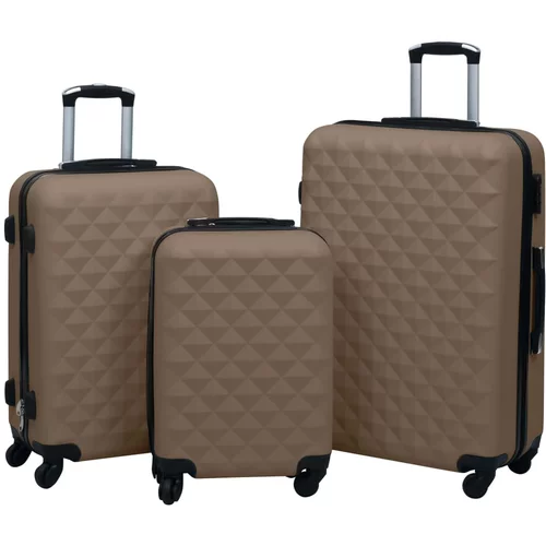 vidaXL 3-dijelni set čvrstih kovčega smeđi ABS