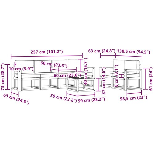  Set vanjskih sofa 7 kom. Prirodna i svijetlo siva Slike