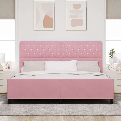 VidaXL Ružičasti Bar&amp;scaron;unasti Krevet S Okvirom 200x200 cm Slike