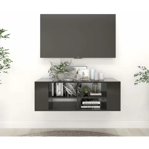 vidaXL Stenska TV omarica visok sijaj črna 102x35x35 cm iverna plošča, (20733341)