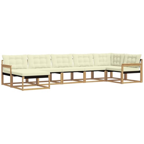 vidaXL Zunanja garnitura za sedenje z blazino 7 pcs Bela in krem, (5000279906) Cene
