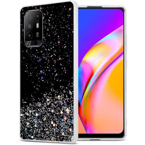 Cadorabo Ohi&scaron;je, združljivo z Oppo A94 5G in črna z ble&scaron;čicami - Za&scaron;čitni ovitek iz prožnega silikona TPU s svetlečimi ble&scaron;čicami, (20860350) Cene